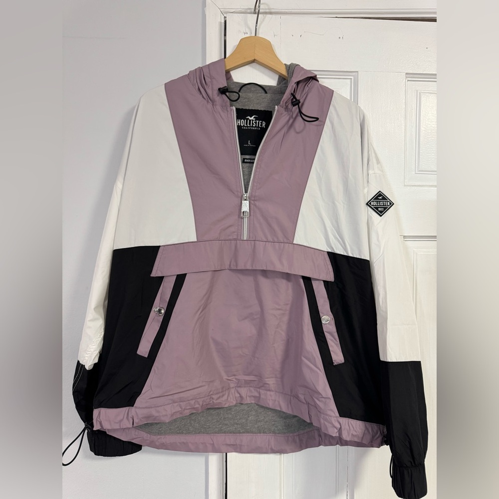 Hollister Lavender, White & Black Colorblock Bomber Anorak